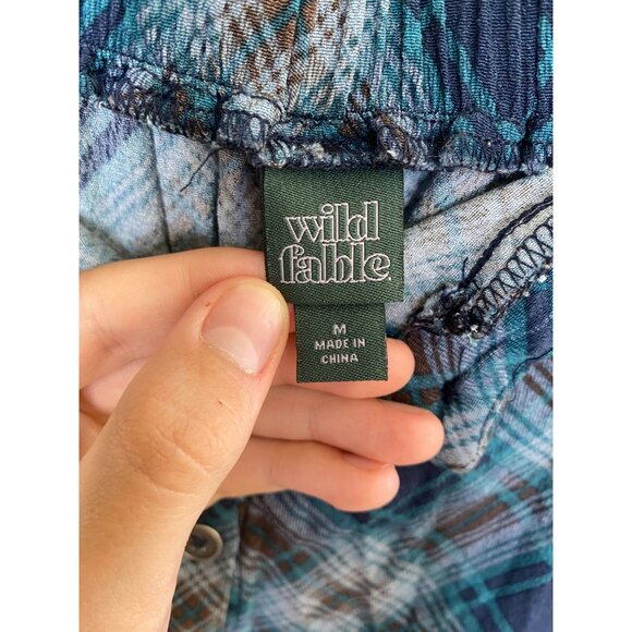 Wild Fable Womens Blue Plaid Button-Front Midi‎ Skirt Size M long straight - Picture 3 of 7